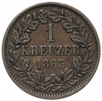 купить Германия, Баден 1 крейцер (kreuzer) 1863