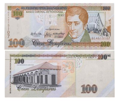 купить Гондурас - 100 лемпира 2004 "Подвесной мост Рио Чолутека" Pick 72g