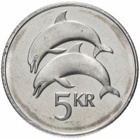 Купить Исландия 5 крон (crown) 1999 Дельфины