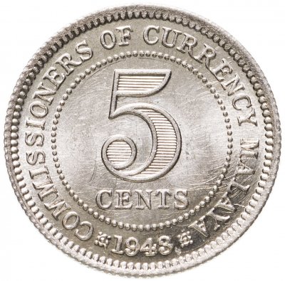 купить Малайя 5 центов (cents) 1943