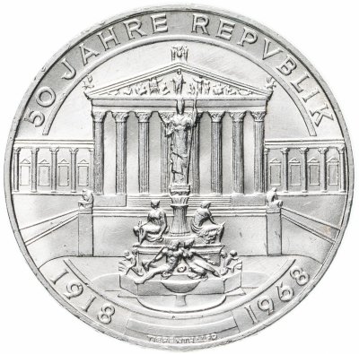 купить Австрия 50 шиллингов (shillings) 1968 "50 лет Республике"