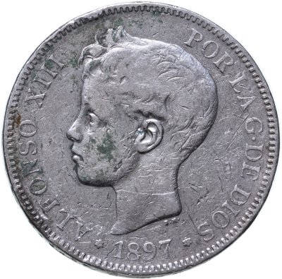 купить Испания 5 песет (pesetas) 1897