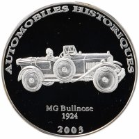 Купить Демократическая Республика Конго 10 франков 2003 "Автомобили истории - MG Bullnose 1924" в капсуле