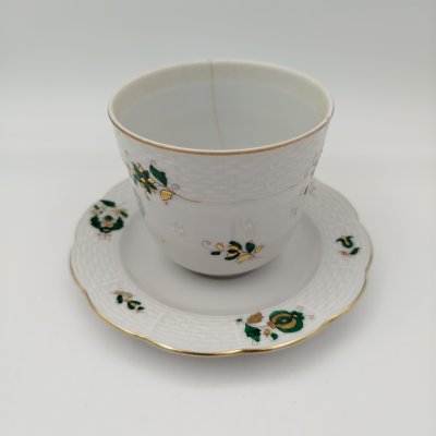 купить Соусник (горчичница) с растительным декором на подставке, фарфор, роспись, золочение, Herend (Херенд), Венгрия, 1960-1990 гг.