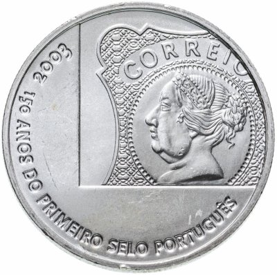 купить Португалия 5 евро (euro) 2003 "150 лет первой почтовой марке Португалии"