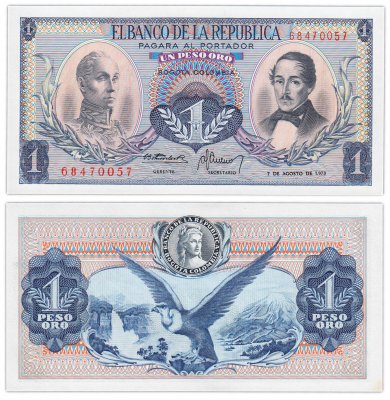 купить Колумбия 1 песо 1973 (Pick 404e)
