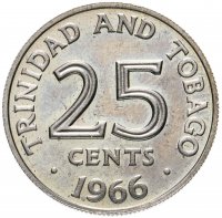 Купить Тринидад и Тобаго 25 центов (cents) 1966