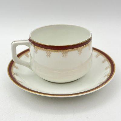 купить Пара чайная с орнаментальным декором, фаянс, обводка, золочение, Фабрика М.С. Кузнецова в Риге, Латвия, 1920-1930 гг.