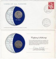 купить Серия «Монеты всех стран мира» - Германия, Мюнхен 2 марки 1978 "D" "Теодор Хойс, 20 лет Федеративной Республике (1949-1969) знак монетного двора: "D" (монета и 1 марка в конверте)