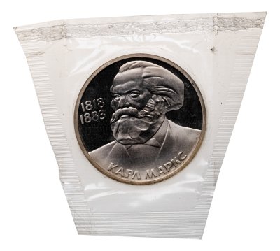 купить 1 рубль 1983 Proof "165 лет со дня рождения Карла Маркса" (Новодел) в запайке