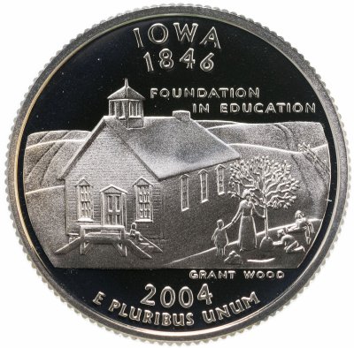 купить США 25 центов (квотер, 1/4 доллара, quarter dollar) 2004 S Квотер штата Айова знак монетного двора: "S" - Сан-Франциско