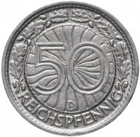 купить Германия (Веймарская республика) 50 рейхспфеннигов (reichspfennig) 1928 "D"