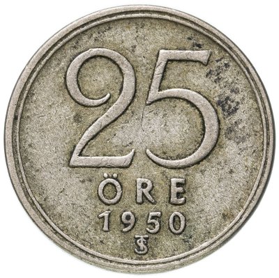купить Швеция, 25 эре (ore) 1950