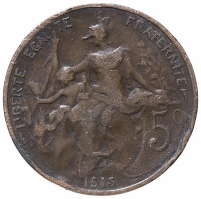 купить Франция 5 сантимов (centimes) 1915