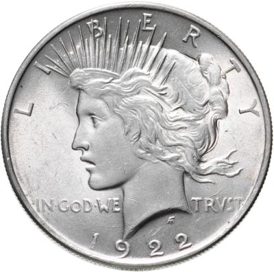 купить США 1 доллар (dollar) 1922 Peace Dollar (мирный доллар) без обозначения монетного двора