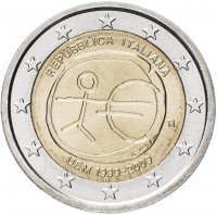 купить Италия 2 евро 2009 "10 лет Экономическому и валютному союзу"