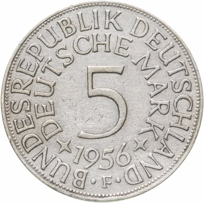 купить Германия 5 марок 1956 F знак монетного двора: "F" - Штутгарт