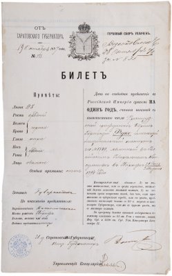 купить Паспорт Иностранного гражданина, ( Французской поданной) , Российская Империя, 1897 г.