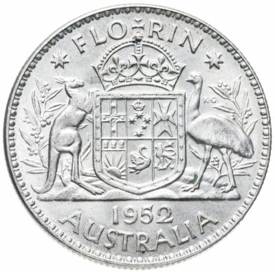 купить Австралия 2 шиллинга (флорин, shillings) 1952