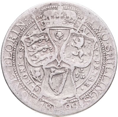 купить Великобритания 2 шиллинга (флорин, shillings) 1899