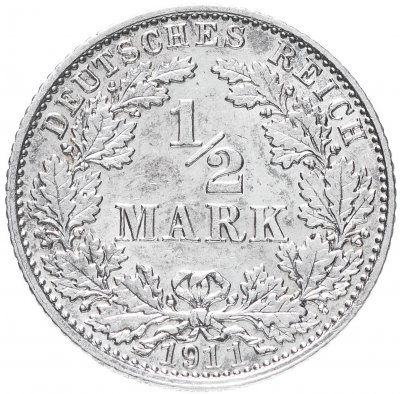 купить Германия, Германская империя 1/2 марки 1911 D