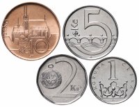 купить Чехия набор монет 1, 2, 5 и 10 крон (korun) 2016 - 2018 года (4 штуки)