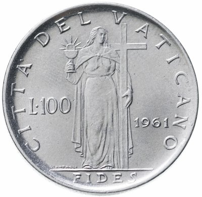 купить Ватикан 100 лир 1961