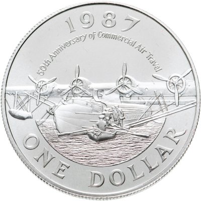 купить Бермуды 1 доллар (dollar) 1987 50 лет коммерческой авиации