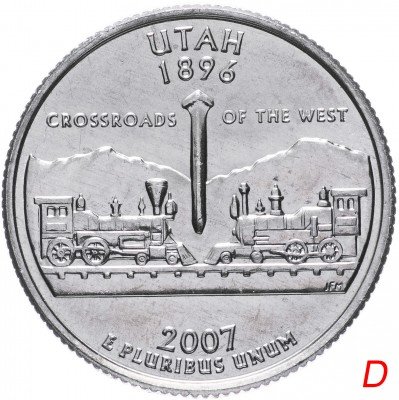 купить США 1/4 доллара (квотер, 25 центов) 2007 D "Штат Юта"