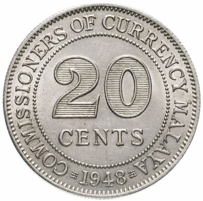 купить Малайя 20 центов (cents) 1948 Георг VI