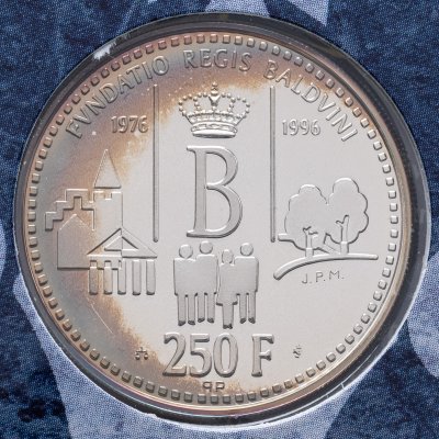 купить Бельгия 250 франков (francs) 1996 20 лет Фонду Короля Бодуэна