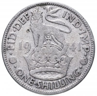 купить Великобритания 1 шиллинг (shilling) 1941 Английский шиллинг - лев, стоящий на короне