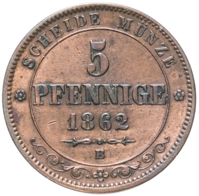 купить Германия, Саксония 5 пфеннигов 1862