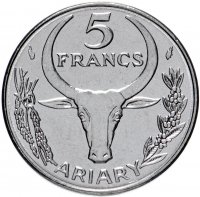 Купить Мадагаскар 5 франков (francs) 1984