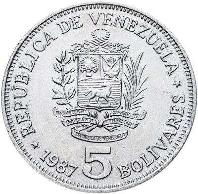 купить Венесуэла 5 боливаров (bolivares) 1987
