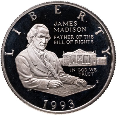 купить США 50 центов (1/2 доллара, half dollar) 1993 (Джеймс Мэдисон и Билль о правах)