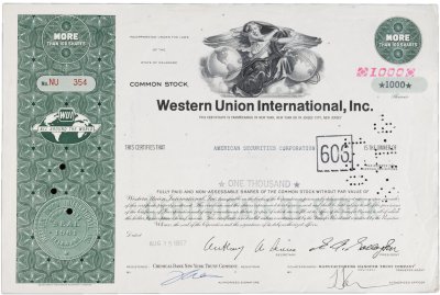 купить США Акция WESTERN UNION INTERNATIONAL INC 1961