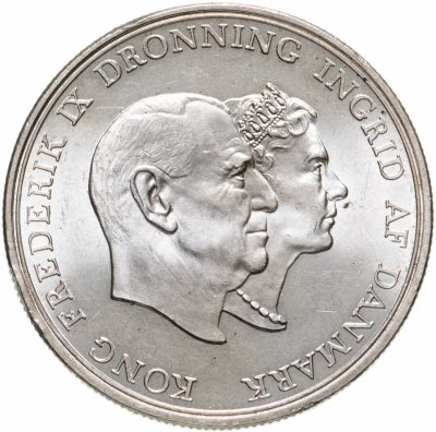 купить Дания 5 крон (kroner) 1960"Серебряная свадьба короля Фредерика и королевы Ингрид"