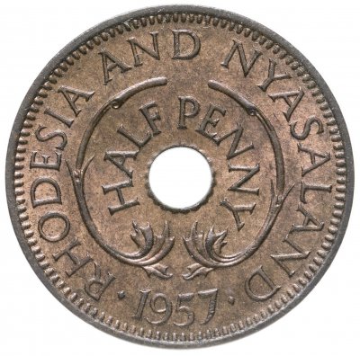 купить Родезия и Ньясаленд 1/2 пенни (penny) 1957