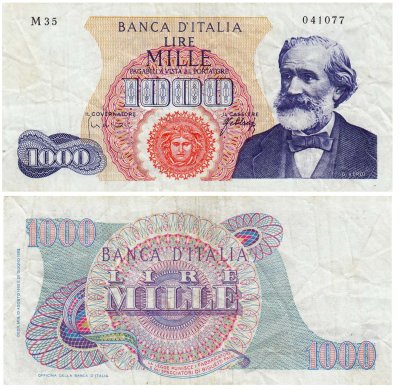 купить Италия 1000 лир 1965 (Pick 96d)