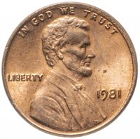 купить США 1 цент (cent) 1981 без обозначения монетного двора (в блеске)