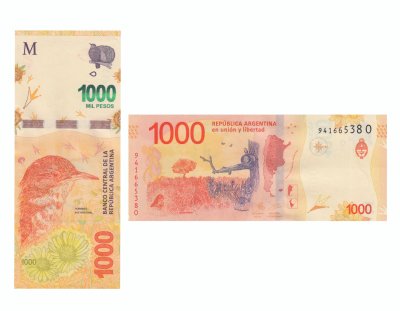купить Аргентина 1000 песо 2020 (Pick 366(4)) Литера О
