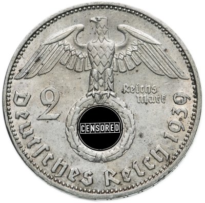 купить Германия, Третий Рейх 2 рейхсмарки (reichsmark) 1939 знак монетного двора "J"- Гамбург