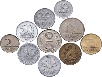 купить Венгрия набор из 10 монет 10, 20, 50 филеров (filler) и 1, 2, 5, 10 форинтов (forint) 1948-2015