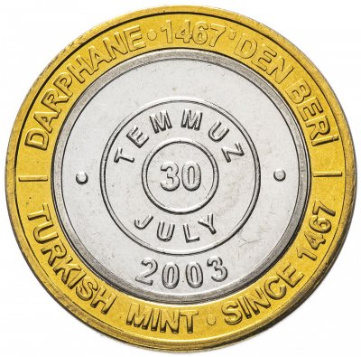 купить Турция 1000000 лир (lira) 2003 "535 лет Стамбульскому монетному двору, июль (Temmuz) 30 июля (30 Temmuz)"
