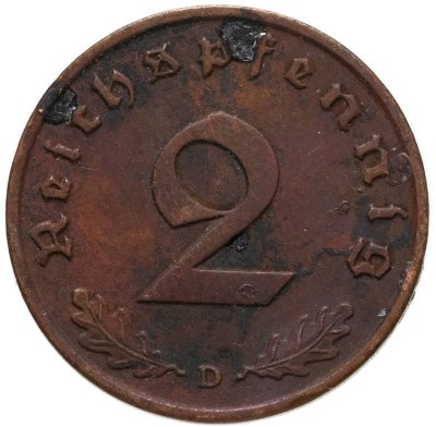 купить Германия, Третий рейх 2 рейхспфеннига (reichspfennig) 1936-1940, случайный год