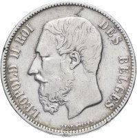 Купить Бельгия 5 франков (francs) 1869