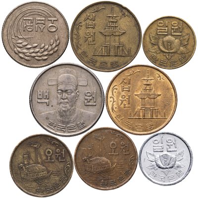 купить Южная Корея полный набор монет для обращения 1966-1982 (8 штук)