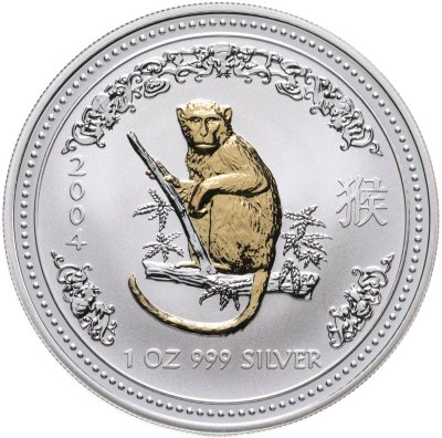 купить Австралия 1 доллар 2004 "Восточный календарь. Год обезьяны" золочёная