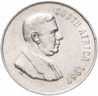 Купить ЮАР 1 ранд (рэнд, rand) 1967 "Первая годовщина смерти Хендрика Фервурда" (надпись на английском - "SOUTH AFRICA")